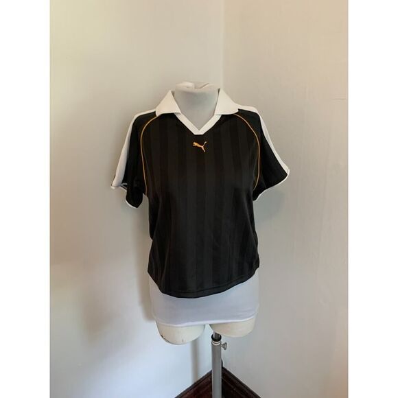 Puma T7 Football Polo Jersey Women's S Black Striped Relaxed Activewear Collared - Picture 13 of 16